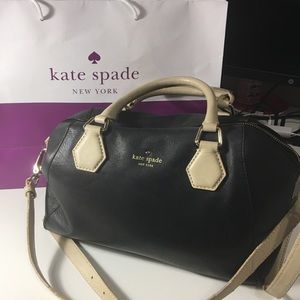 Kate Spade black with beige handles satchel bag